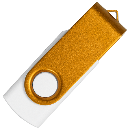 Флеш накопитель USB 2.0 Twister Сolor Mix 16GB, пластик Софт Тач/металл, белый/золотистый