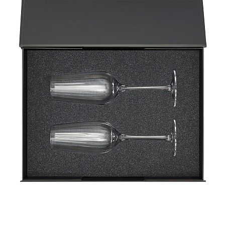 Подарочный набор 2 бокала для шампанского Бланш (Blanche) в черной коробке