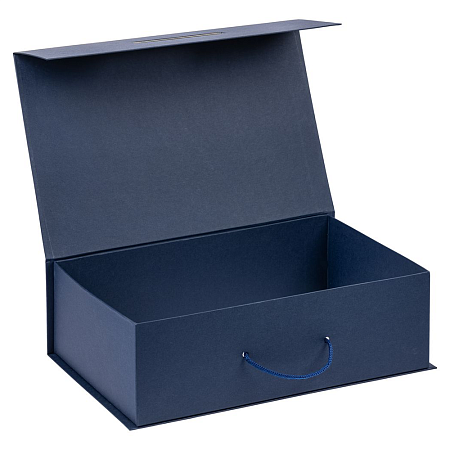 Подарочная коробка, размер 39*26,3*11 см, Solution Prestige Big Case Soft с магнитным клапаном и ручкой , темно-синяя