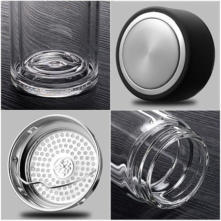 Термос стеклянный с инфьюзером Steelite, чёрный