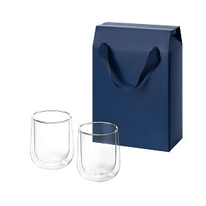 Подарочный набор 2 стеклянных стакана Лунго (Lungo) в коробке-пакете