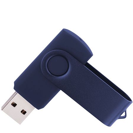 Флеш накопитель USB 2.0 Twister 16GB, пластик Софт Тач/металл, темно-синий/темно-синий