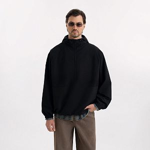 Ветровка (анорак) оверсайз унисекс Риссман (Rissman), черная, размер XS/S