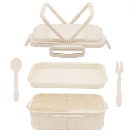 Ланчбокс (контейнер для еды) Inar из пшеничного волокна, бежевый.