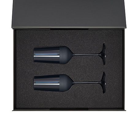 Подарочный набор 2 бокала для шампанского Сапфир (Sapphire) в черной коробке
