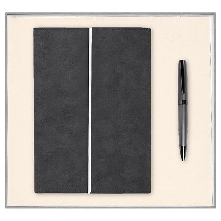 Набор подарочный Solution Prestige Duo (Ежедневник в суперобложке Country Galaxy Nuba A5+, Ручка шариковая матовая Prime), серый