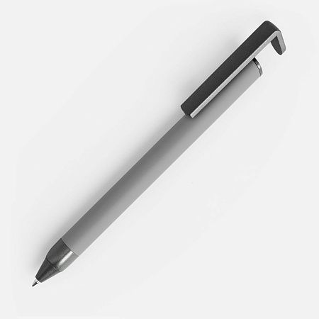 Ручка шариковая Standic с подставкой для телефона, серая