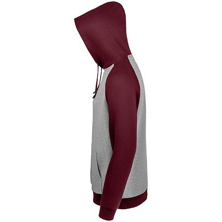 Толстовка унисекс Seattle, серый меланж с бордовым, размер M