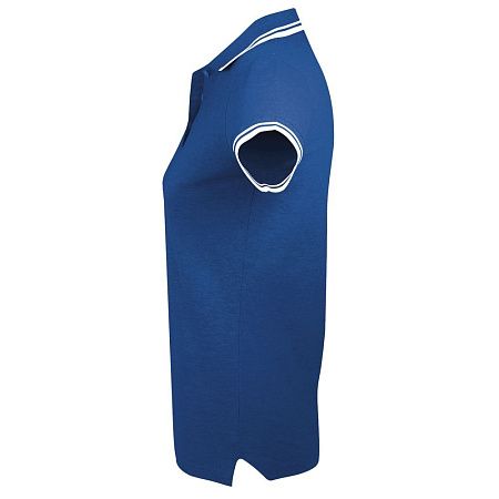 Рубашка поло женская Pasadena Women 200 с контрастной отделкой, ярко-синяя с белым, размер S