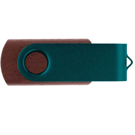 Флешка TWIST WOOD COLOR Темное дерево с зеленым 4014.32.02.64ГБ