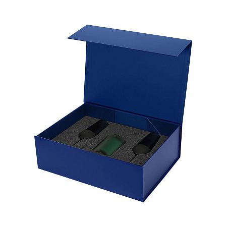 Подарочный набор свеча Энигма (Enigma) + 2 бокала для шампанского Эмеральд (Emerald) в синей коробке