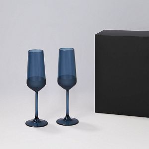 Подарочный набор 2 бокала для шампанского Сапфир (Sapphire) в черной коробке