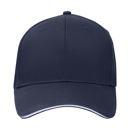 Кепка 6-панельная  Shefild  250, c белым сендвичем, темно-синяя