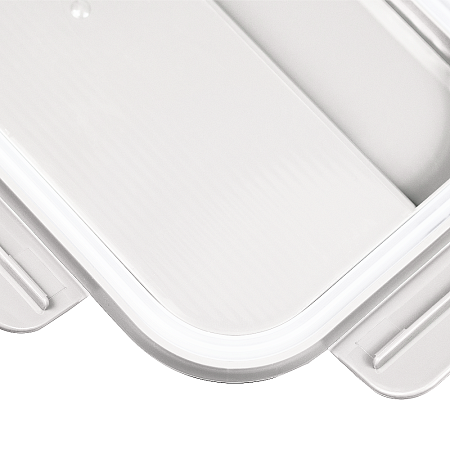 Герметичный контейнер для еды (ланч бокс)  BON VOYAGE Print Sample "Стройтрест", пластиковый, бело-черный, 1100 мл.