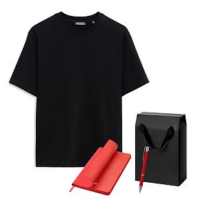 Набор с одеждой Раст (Rust) (футболка, ежедневник, ручка), красный/черный, S