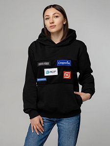 Худи унисекс Patch Catcher со вставкой из липучки, черное, размер XXL