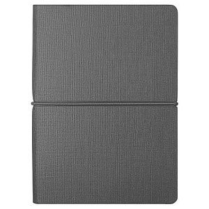 Блокнот А6 Van Diemen со стикерами, в гибкой обложке c резинкой в линейку, серый