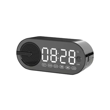 Колонка беспроводная MyTone Sound Clock Print Sample "Железные дороги" c часами, черная
