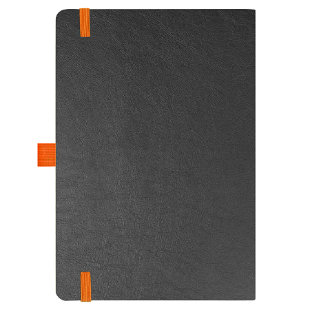 Блокнот Flexy Forest Urban Soft leather  А5, недатированный, с резинкой и петлей для ручки, в гибкой обложке, черно-оранжевый