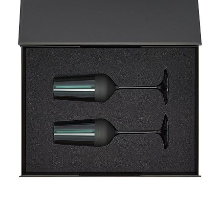 Подарочный набор 2 бокала для шампанского Эмеральд (Emerald) в черной коробке