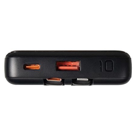 Внешний аккумулятор (powerbank)  «Stream 10»,  10 000 mAH, с двумя зарядными шнурами,  22,5W (Ватт)  super fast charge, Power Delivery (PD) 25.5W (dfnn),  c цифровым дисплеем для контроля заряда, черный