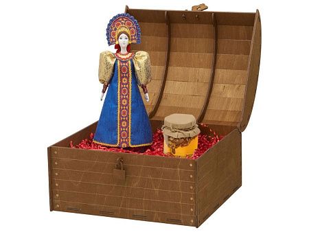 Подарочный набор: кукла фарфоровая, мёд с гецким орехом