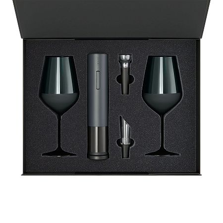 Подарочный набор 2 бокала для вина  Эмеральд (Emerald) + набор для вина Сакраменто (Sacramento) в черной коробке