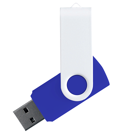Флеш накопитель USB 2.0 Twister Сolor Mix 16GB, пластик Софт Тач/металл, синий/белый