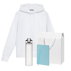 Набор с одеждой Алекс (Alex) (худи, бутылка, блокнот, ручка), голубой, XL