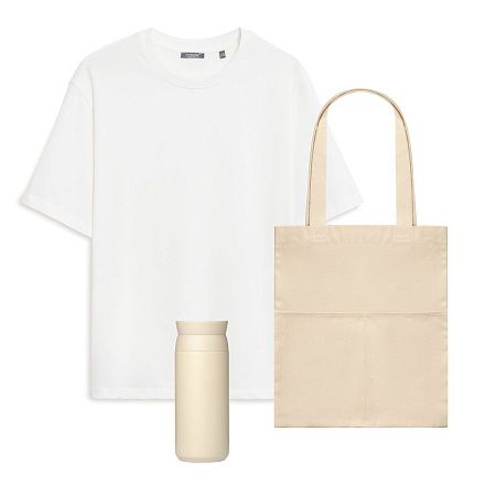 Набор с одеждой Раст (RUST) (футболка, термобутылка, шоппер), белый/бежевый, XS/S