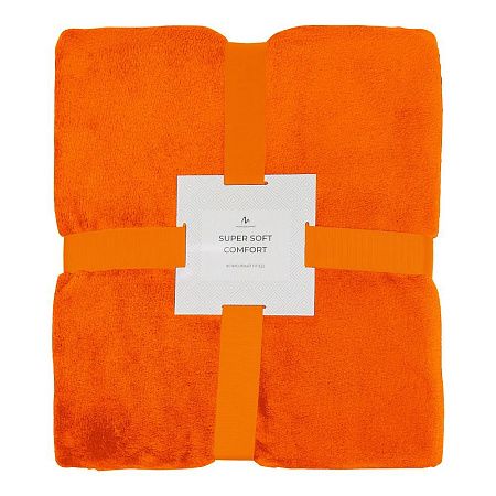Плед мягкий флисовый Super Soft  Comfort, 125*150 см, оранжевый, в подарочной белой крафтовой коробке с окошком