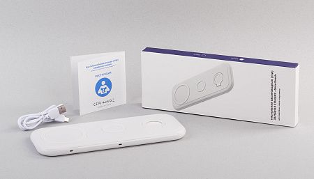 Настольная беспроводная (15W) зарядная станция "Snow Board" для смартфона, часов и наушников