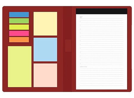 Блокнот А5 Tasmania,  в твердой обложке со стикерами в линейку, красный