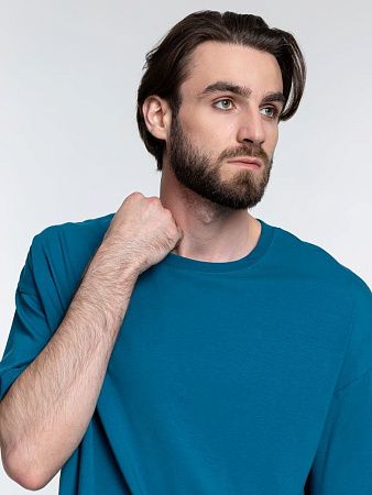 Футболка унисекс оверсайз Crosstown, бирюзовая (морская волна), размер S