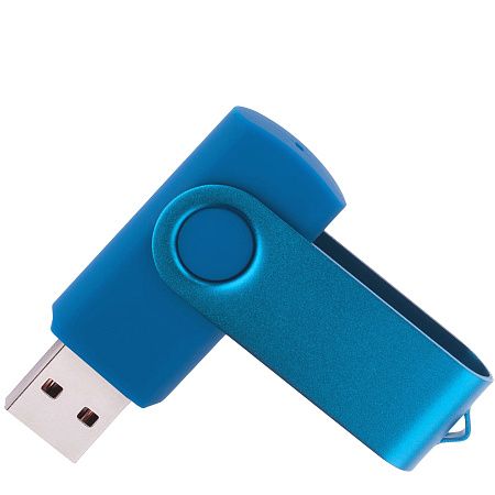 Флеш накопитель USB 2.0 Twister 64GB, пластик Софт Тач/металл, голубой/голубой