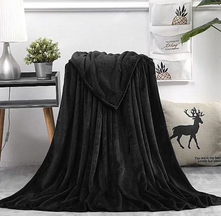 Плед мягкий флисовый Super Soft  Comfort, 125*150 см, черный, в подарочной белой крафтовой коробке с окошком