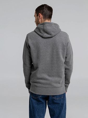 Толстовка на молнии с капюшоном унисекс King, темно-серый меланж, размер XS