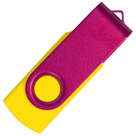 Флеш накопитель USB 2.0 Twister Сolor Mix 16GB, пластик Софт Тач/металл, желтый/розовый