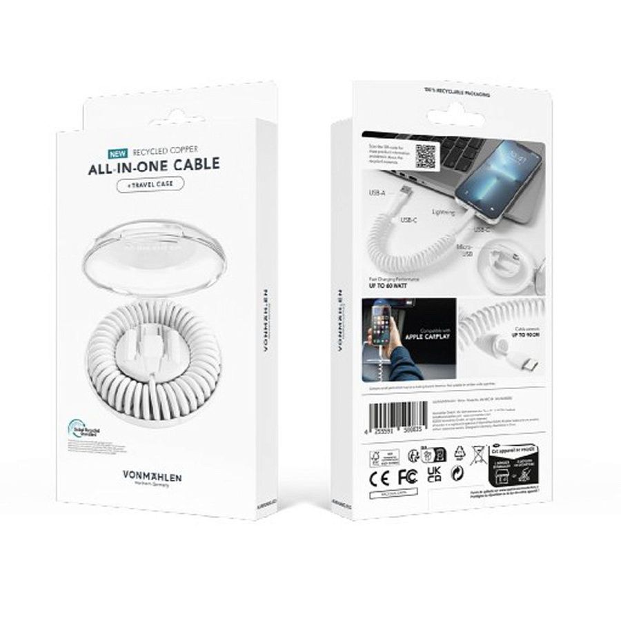 Кабель VONMAHLEN allroundo® eco 6 в 1 с быстрой зарядкой, 90 см