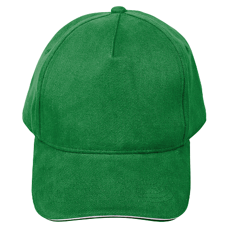 Кепка 5- панельная Oxford 300, c белым сендвичем, ярко-зеленая