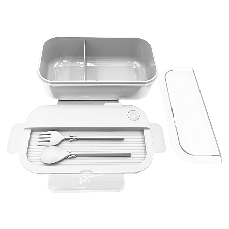 Герметичный контейнер для еды (ланч бокс)  BON VOYAGE Print Sample Feed ans Food, пластиковый, белый, 1100 мл.