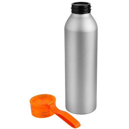 Бутылка для воды VIKING SILVER 650мл. Серебристая с оранжевой крышкой 6141.05