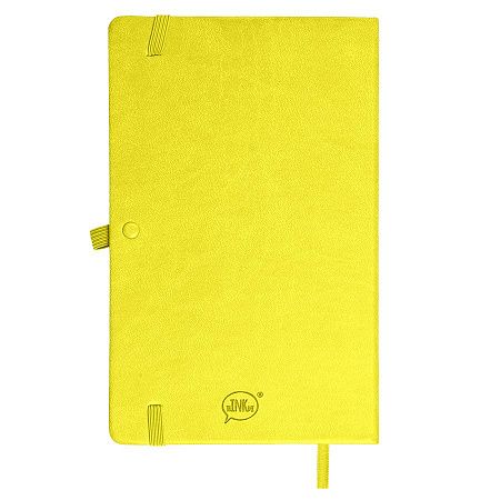Бизнес-блокнот "Justy", 130*210 мм, желтый, твердая обложка,  резинка 7 мм, блок-линейка