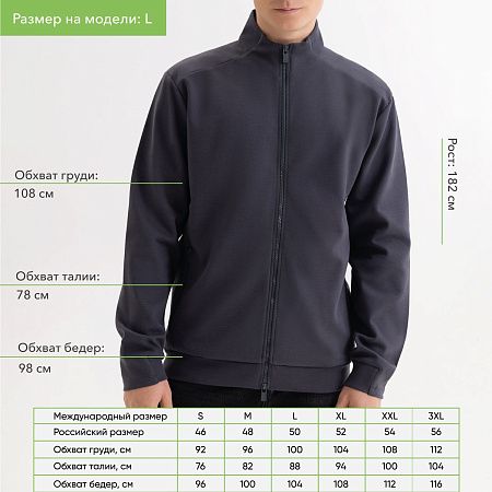Толстовка на молнии Астин (Astin) антрацит, размер L