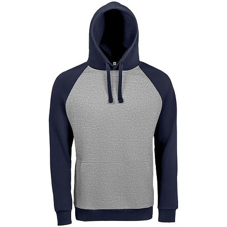 Толстовка унисекс Seattle, серый меланж с темно-синим, размер XL