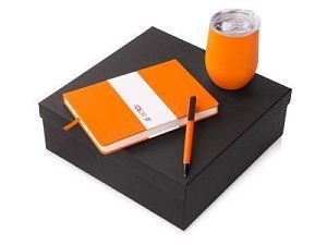 Подарочный набор "COLOR IT" c блокнотом, ручкой и термокружкой, цвет: оранжевый