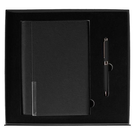 Набор подарочный Solution Prestige Duo (ежедневник в суперобложке, ручка шариковая) черный