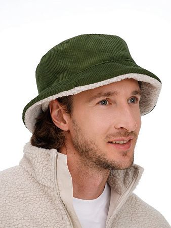 Панама Bucket двусторонняя утепленная, хаки с бежевым, размер S/M