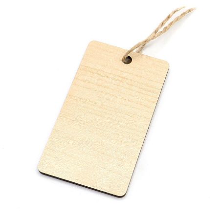 Бирка из ламинированного ХДФ на верёвке, Прямоугольная