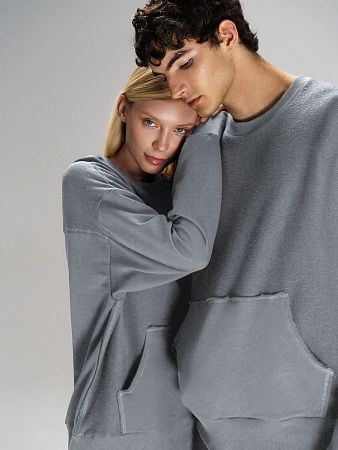Свитшот оверсайз унисекс Vozduh, светло-серый, размер XS/S
